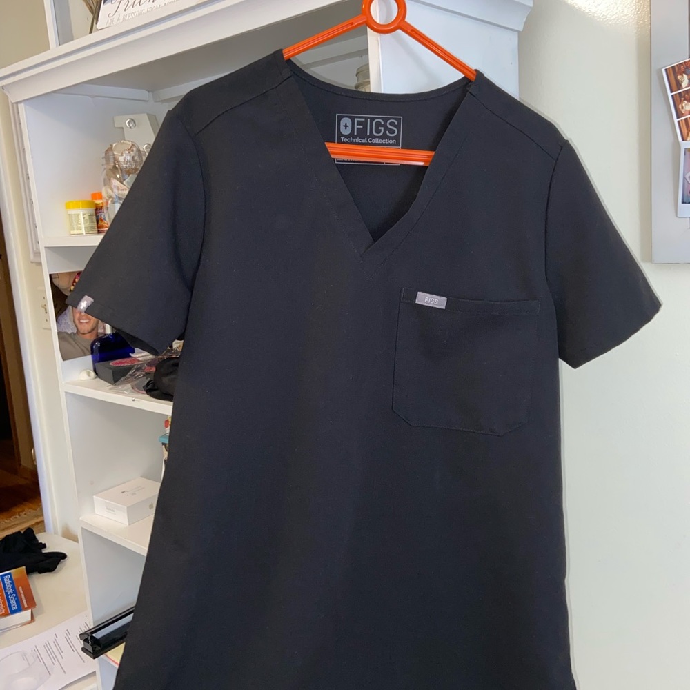 COPY - Figs Technical Collection Black Scrub Top